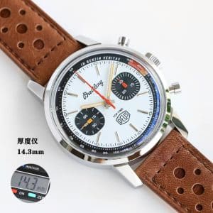 Super Clone Breitling Top Time 41 DEUS White Dial Stainless Steel Leather Strap BLS Factory