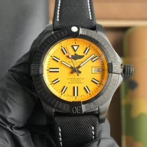 Super Clone Breitling Avenger 45 Seawolf Yellow Dial Black Case Fabric Strap BLS Factory