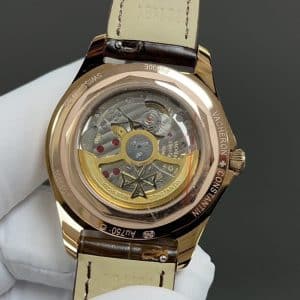 Super Clone Vacheron Constantin Fiftysix 4600E/000A-B402 40mm Brown Dial Diamond Bezel Pink Gold Case Leather Strap TW Factory