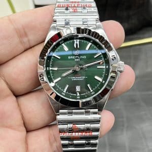 Super Clone Breitling Chronomat GMT 40 Green Dial Stainless Steel Bracelet BLS Factory China Replica Edition