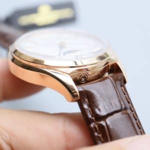 Super Clone Vacheron Constantin Fiftysix 4000E/000R-B065 40mm White Complete Calendar Dial Pink Gold Case Leather Strap MX Factory