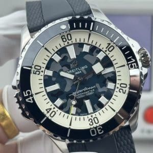 Super Clone Breitling Superocean 44 Camouflage Dial Stainless Steel Black Rubber Strap — BLS Factory
