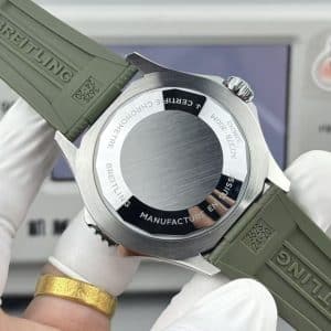 Super Clone Breitling Superocean 44 Green Camouflage Dial Stainless Steel Military-Green Rubber Strap