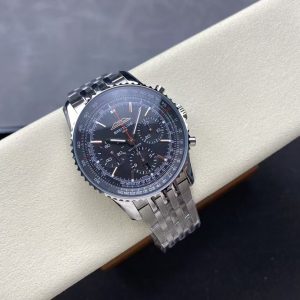 Breitling Navitimer Chronograph Super Clone – BLS Factory Silver Case Black Dial on Steel Bracelet