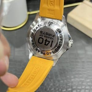 Super Clone Breitling Superocean 44 Rainbow Index Black Dial Stainless Steel Yellow Rubber Strap BLS Factory
