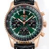 Breitling Navitimer Super Clone – BLS Factory Rose Gold Case Green Dial Black Sub-Dials on Black Leather
