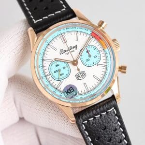 Super Clone Breitling Top Time 41 DEUS White Dial Rose Gold Case Leather Strap KB Factory