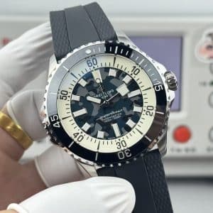 Super Clone Breitling Superocean 44 Camouflage Dial Stainless Steel Black Rubber Strap — BLS Factory