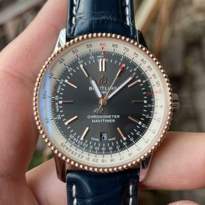 Breitling Navitimer Super Clone – BLS Factory Rose Gold Gray Dial on Leather Strap