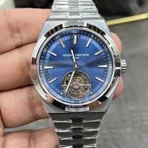 Super Clone Vacheron Constantin Overseas Tourbillon 42.5mm Blue Dial Stainless Steel Integrated Bracelet BBR Factory
