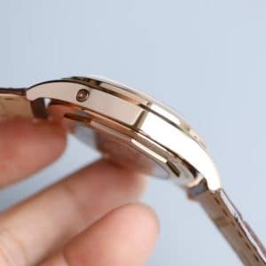 Super Clone Vacheron Constantin Fiftysix 40mm Brown Complete Calendar Dial Pink Gold Case Leather Strap MX Factory