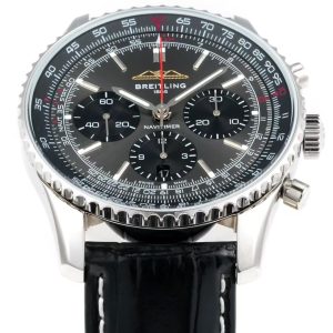 Breitling Navitimer Super Clone by BLS Factory — Steel Case, Dark Dial, Black Leather Strap