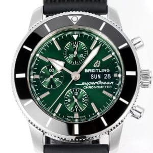 Super Clone Breitling Superocean Heritage II Chronograph 44 Green Dial Black Bezel Rubber Strap BLS Factory China Replica Edition