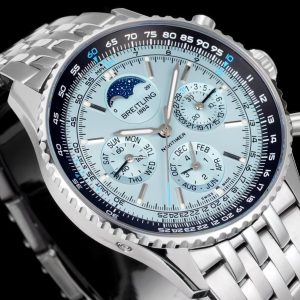Breitling Navitimer Moonphase Chronograph Super Clone – TW Factory Ice Blue Dial on Bracelet