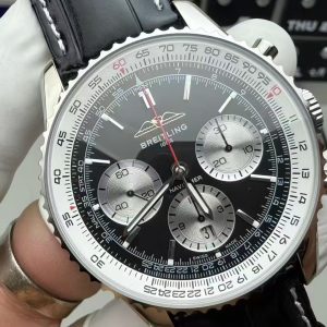 Breitling Navitimer Super Clone by BLS Factory — Steel Case, Black Dial, Black Leather Strap