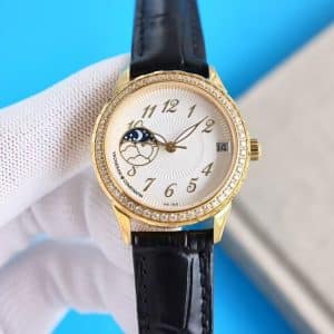 Super Clone Vacheron Constantin Égérie 4605F/000R-B496 36.5mm White Dial Rose Gold Case Leather Strap ZF Factory