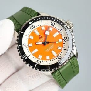 Super Clone Breitling Superocean 44 Orange Dial Stainless Steel Orange Rubber Strap BLS Factory