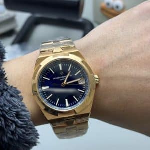 Super Clone Vacheron Constantin Overseas 41mm Blue Dial Rose Gold Stainless Steel Integrated Bracelet QC Factory