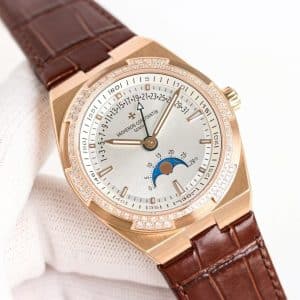 Vacheron Constantin Overseas Moonphase & Retrograde Date Multi-Color Set · Rose Gold & Steel · Diamond Bezel · High-End China Super Clone