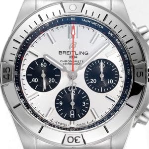 Super Clone Breitling Chronomat 42 White Dial Blue Subdials Stainless Steel Pilot Bracelet GR Factory
