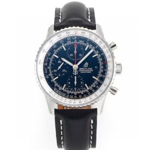 Breitling Navitimer Super Clone – BLS Factory Stainless Steel Blue Dial on Black Leather (Original-Spec Open-Mold Movement)