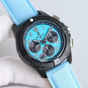 Super Clone Breitling Avenger 45 Sky-Blue Dial Black Steel Case KB Factory