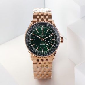 Breitling Navitimer GMT Super Clone – Rose Gold Green Dial by BLS / VS / GR Factories