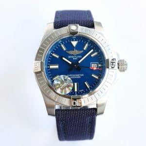 Super Clone Breitling Avenger 43 Blue Dial Stainless Steel Fabric Strap GF Factory