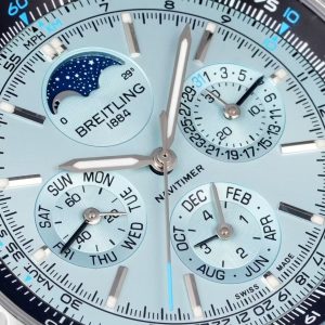 Breitling Navitimer Moonphase Chronograph Super Clone – TW Factory Ice Blue Dial on Bracelet