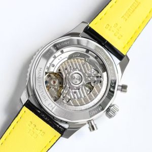 Breitling Navitimer Super Clone – F1 Factory Stainless Steel Silver Dial Black Sub-Dials Red Slide Rule on Black Leather