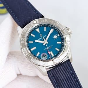 Super Clone Breitling Avenger 43 Blue Dial Stainless Steel Fabric Strap GF Factory