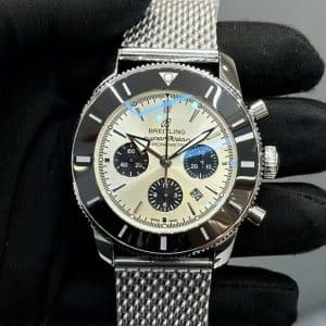 China Replica Breitling Superocean Heritage Chronograph “Panda Dial” Mesh Bracelet — BLS Factory