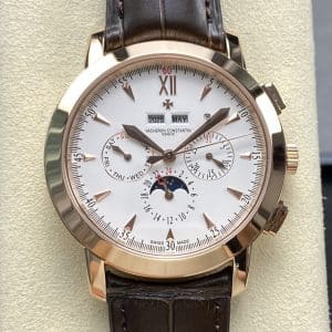 Super Clone Vacheron Constantin Traditionnelle 43175/000R Style 41mm Silver Dial Rose Gold Case Leather Strap TW Factory