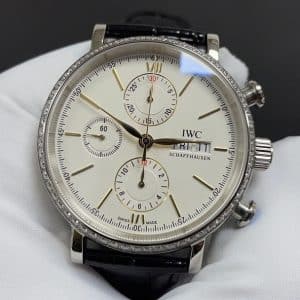 IWC Portofino Chronograph IW3910 Diamond Bezel Super Clone – White Dial Stainless Steel | APS Factory Replica
