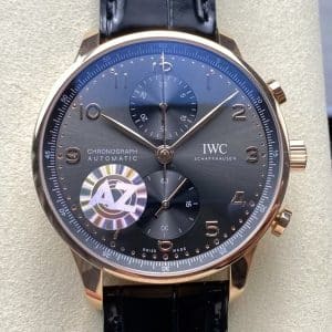 AZ Factory IWC Portuguese Chronograph IW3716-03 Rose Gold Blue Dial Super Clone Replica