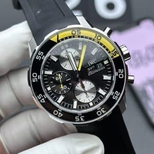 ZF Factory IWC Aquatimer Chronograph IW376709 Black Dial with Yellow Bezel Super Clone Replica