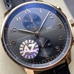 AZ Factory IWC Portuguese Chronograph IW3716-03 Rose Gold Blue Dial Super Clone Replica