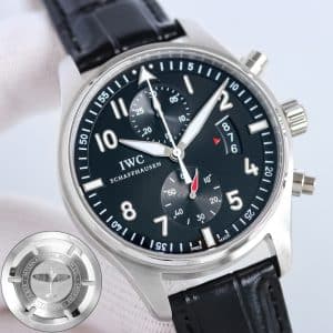 IWC Big Pilot Chronograph 46mm IW502902 Black/White Dial Super Clone – KB Factory Replica