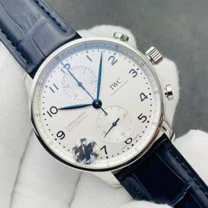 IWC Portugieser Chronograph IW371605 Super Clone — White Dial, Blue Hands, ZF Factory (150th Anniversary)