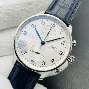 IWC Portugieser Chronograph IW371605 Super Clone — White Dial, Blue Hands, ZF Factory (150th Anniversary)