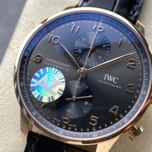 AZ Factory IWC Portuguese Chronograph IW3716-03 Rose Gold Blue Dial Super Clone Replica