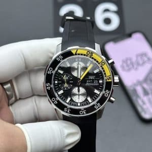 ZF Factory IWC Aquatimer Chronograph IW376709 Black Dial with Yellow Bezel Super Clone Replica