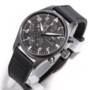 JF Factory IWC Pilot Chronograph IW377701 Black Dial Super Clone Replica – Classic Pilot Chrono on Rubber