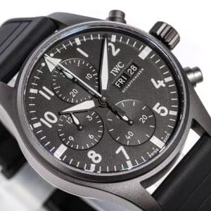 JF Factory IWC Pilot Chronograph IW377701 Black Dial Super Clone Replica – Classic Pilot Chrono on Rubber