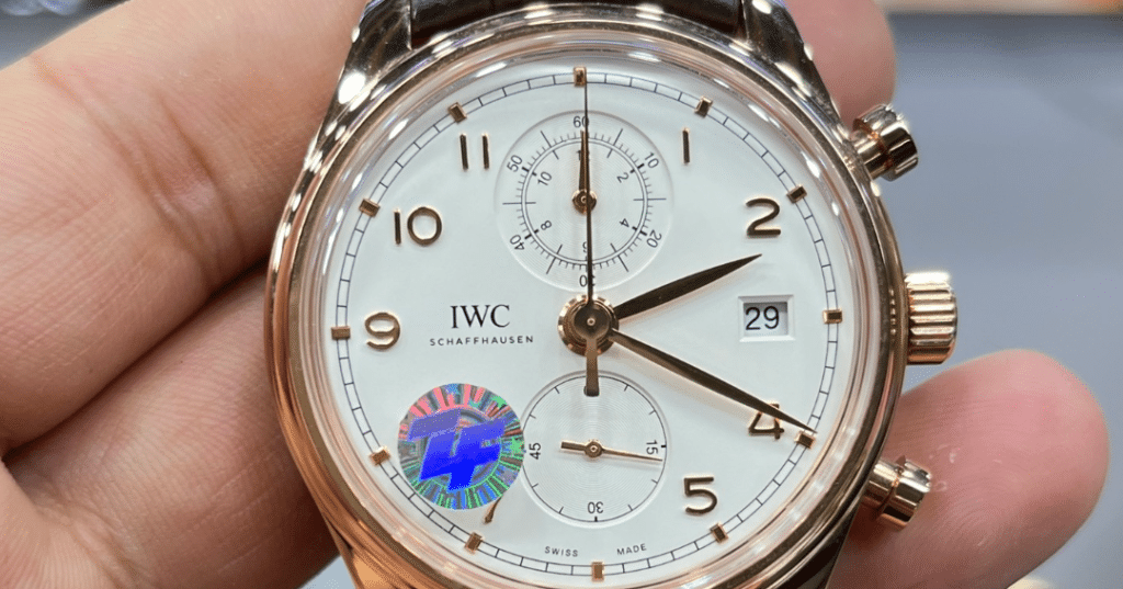 ZF Portofino Chronograph subdial detail showing concentric rings and clean hand pinion finishing