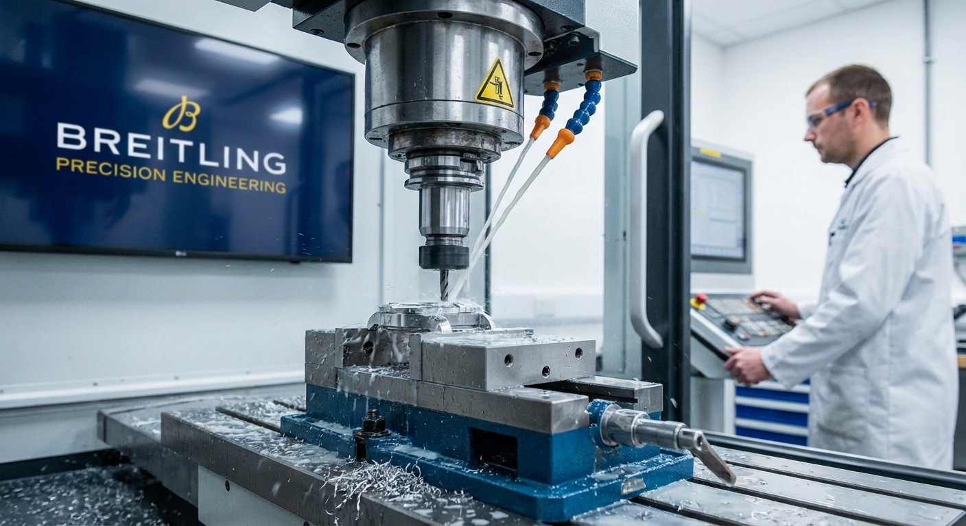 Industrial watchmaking machinery showing CNC milling equipment used for replica case production