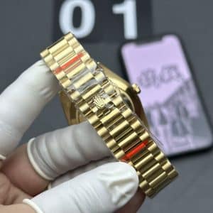 Rolex Yellow Gold Day= Date 40mm Fluted Bezel -Black Baguette Diamond Dial228238 replica