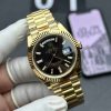 Rolex Yellow Gold Day= Date 40mm Fluted Bezel -Black Baguette Diamond Dial228238 replica