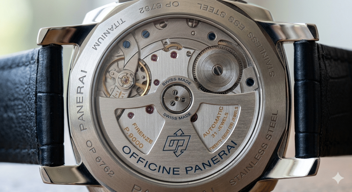 Close-up view of a VS P.9000 movement with clear, consistent spacing between bridges and plates, highlighting the integrated architecture.