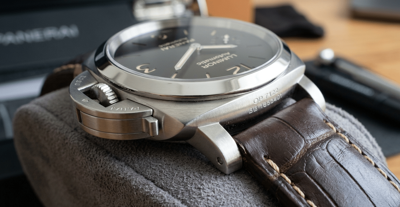 Detailed view of a watch lug and strap connection, highlighting potential misalignment